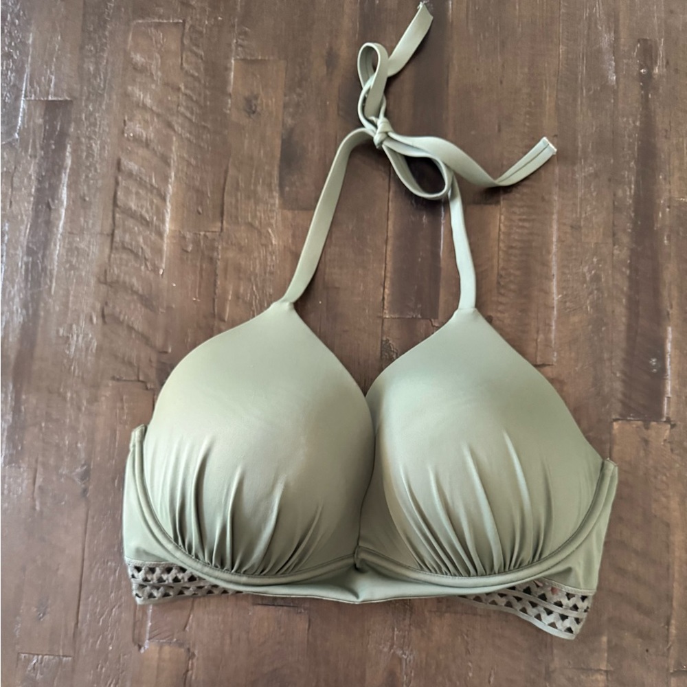 Olive Green Halter Bikini Top